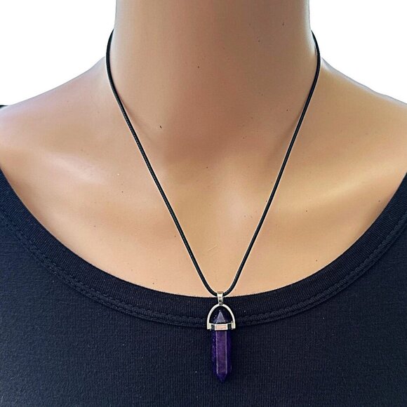 Natural Quartz Chakra Crystal Healing Point Cut Gemstone Amethyst Agate Pendant - Picture 1 of 4